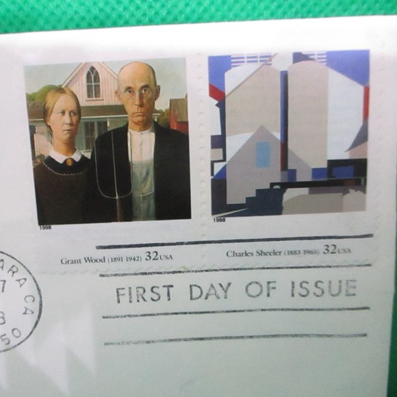 First Day Issue 1998 Stamp Grant Wood & Charles Sheeler Art-FS Never Displayed - Picture 5 of 10